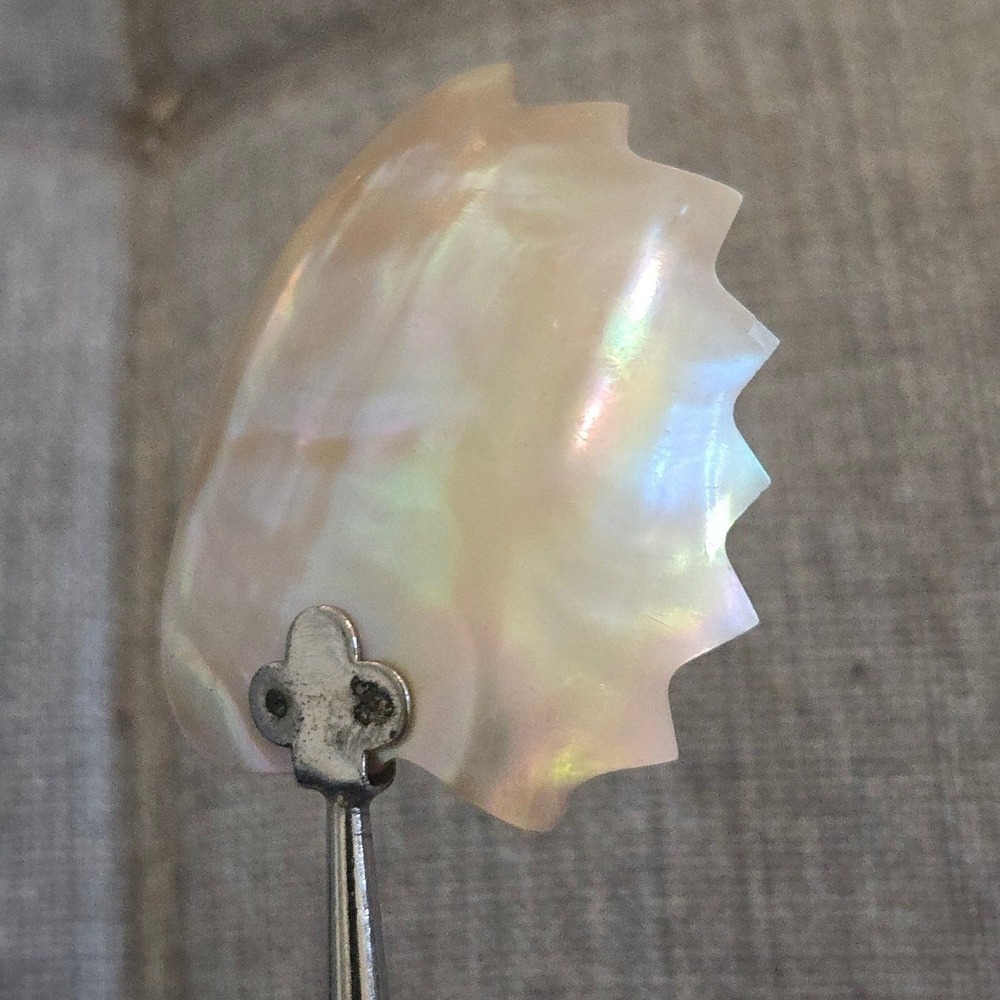 VTG Mother of Pearl Salt Spoon Jamestown RI Indian Chief 7" Victorian 1890s 19th - Picture 6 of 9